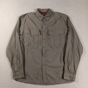 Simms Shirt Mens Medium Tan Guide Series Cor3 Fishing Vented Nylon Outdoor